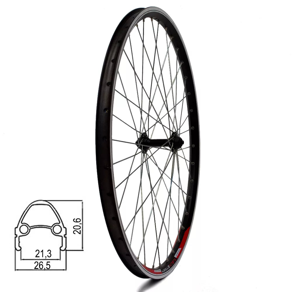 Priekinis ratas 26" v-brake, 36H, QR, dvigubas, kniedytas