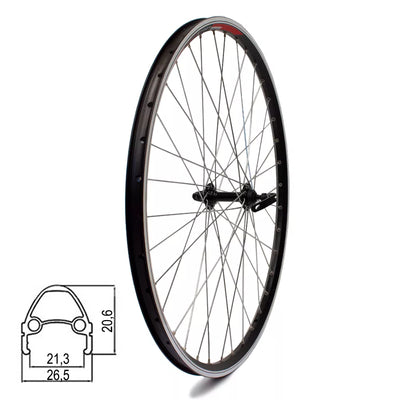Priekinis ratas 27,5" v-brake, 36H, QR, dvigubas, kniedytas, aliuminis