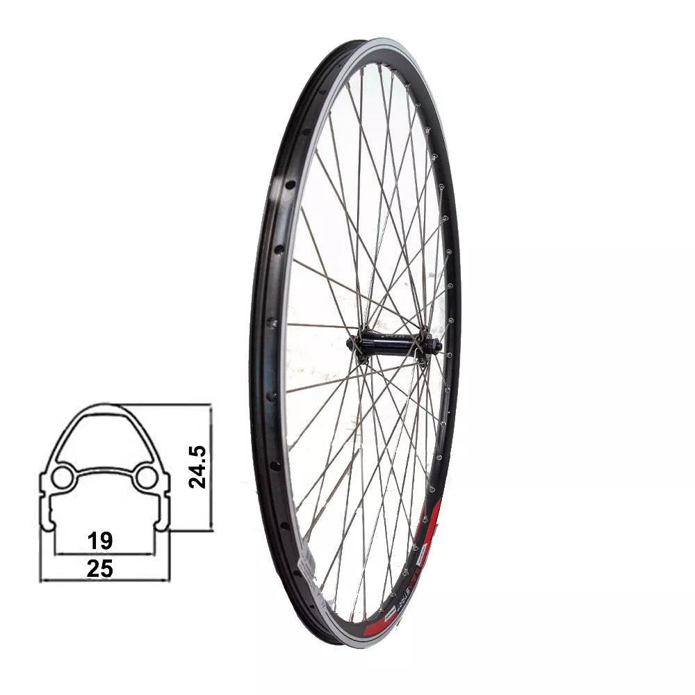 Priekinis ratas 28" v-brake, 36H, QR, dvigubas, kniedytas