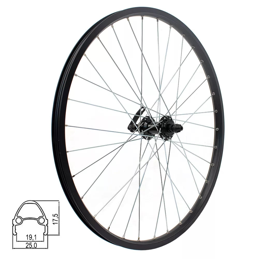 Priekinis ratas J19SB 24" d-brake CL, 32H, QR, kniedytas, dvigubas