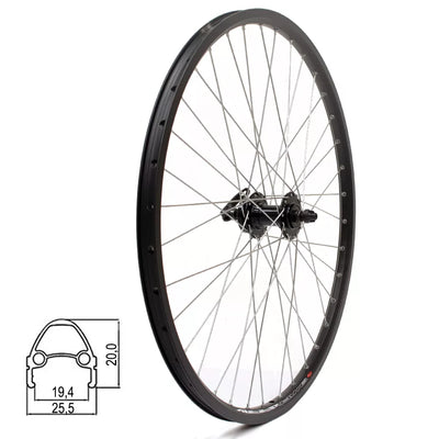 Priekinis ratas J19SB 26" d-brake 6B, 36H, QR, kniedytas, dvigubas