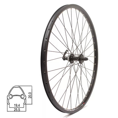 Priekinis ratas J19SB 26" d-brake CL, 36H, QR, kniedytas, dvigubas