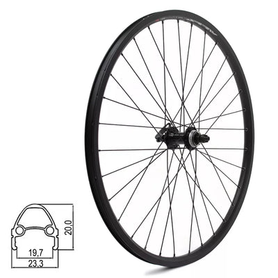 Priekinis ratas J19SB 26" // diskiniams Center-Lock stabdžiams, 32H, greitveržlė / QR, kniedytas, aliuminis