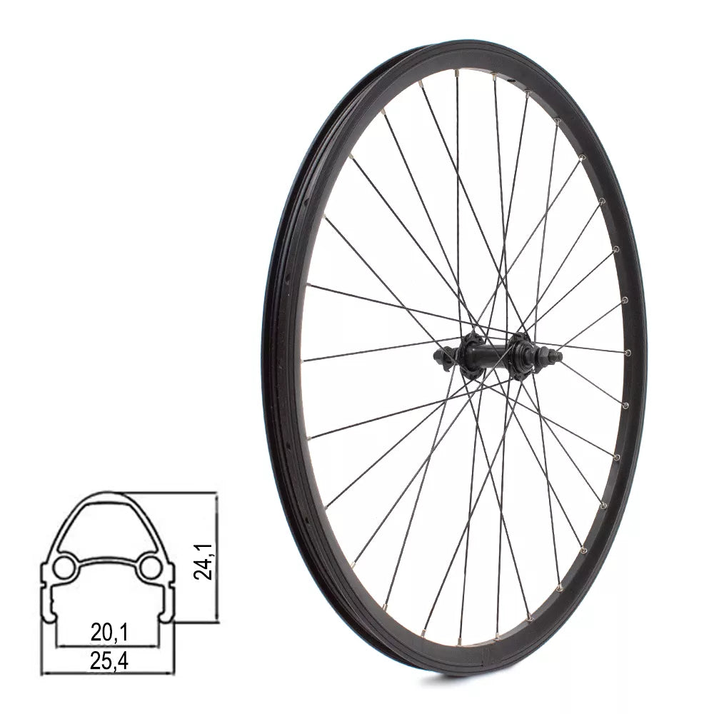 Priekinis ratas ZLA-019 26" // V-Brake, 28H, veržlės, dvigubas, kniedytas, aliuminis