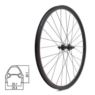 Priekinis ratas ZLA-019 26" // V-Brake, 28H, veržlės, dvigubas, kniedytas, aliuminis