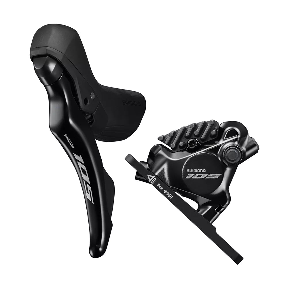 Pavarų/stabdžių rankenėlės Shimano 105 ST-R7120 2-speed ir stabdžių suporto Shimano 105 BR-R7170 Flat Mount komplektas // Priekinė pusė