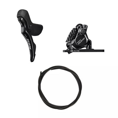 Pavarų/stabdžių rankenėlės Shimano 105 ST-R7120 2-speed ir stabdžių suporto Shimano 105 BR-R7170 Flat Mount komplektas // Priekinė pusė