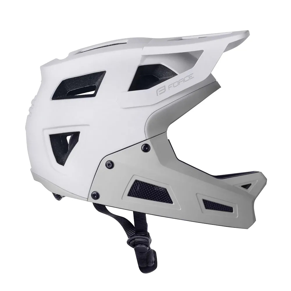 Šalmas FORCE Drop Downhill // dydis: XS - S (51-54 cm) (balta/pilka)