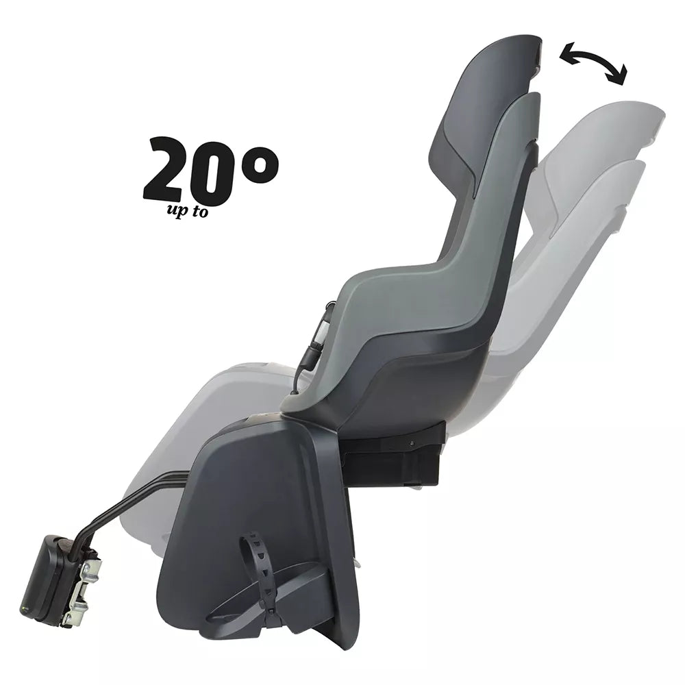 Dviračio kėdutė BoBike Go® Maxi // su miego funkcija, tvirtinimas prie rėmo (pilka)