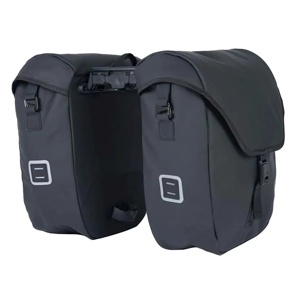 Šoniniai krepšiai ant bagažinės AtranVelo COMMUTER // 2x26 L, 17x42x35 cm, AVS ir AVS SIDE fiksacija, Water-Proof (matinė juoda)