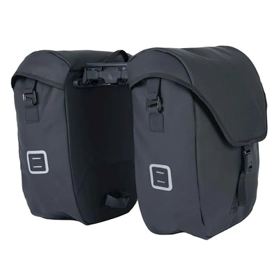 Šoniniai krepšiai ant bagažinės AtranVelo COMMUTER // 2x26 L, 17x42x35 cm, AVS ir AVS SIDE fiksacija, Water-Proof (matinė juoda)