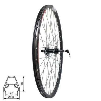 Galinis ratas 26" SUNSTART, d-brake 6B, 36H, užsukamas žv. blok., QR