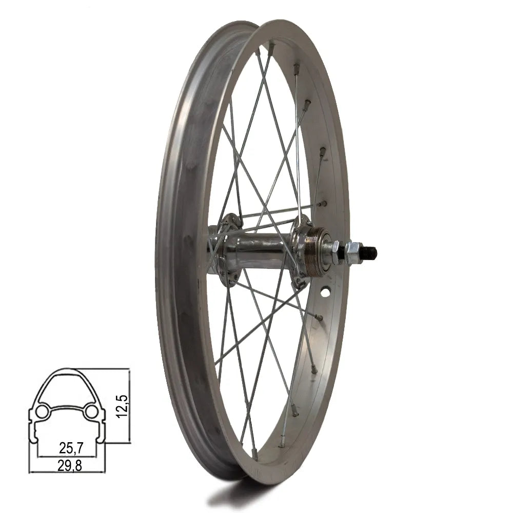 Galinis ratas 16" v-brake, 20H, užsukamas. žv. blok., veržlė