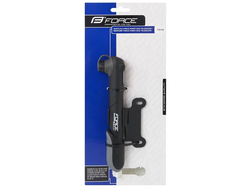 Rankinė pompa FORCE Pocket Duo teleskopinė 8bar (plastikas/aliuminis)