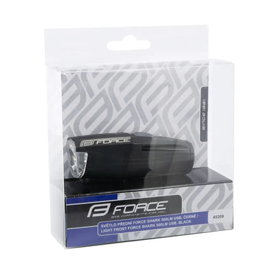 Priekinis žibintas FORCE Shark 500 USB (juodas)