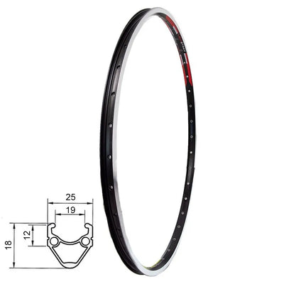 Ratlankis 27,5", HL20DD v-brake, 36H, dvigubas, su kniedėmis (juodas)