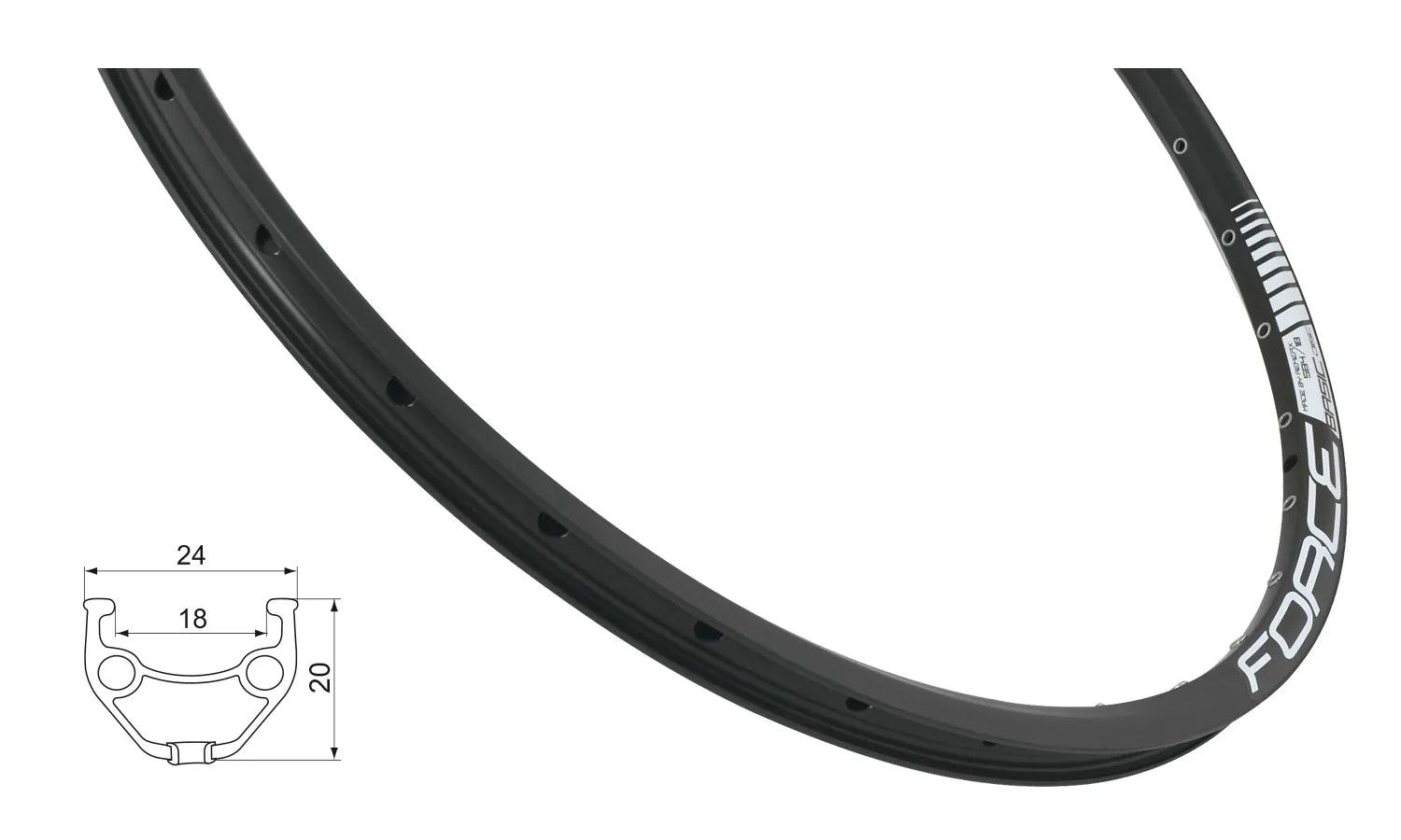 Ratlankis FORCE Basic 27,5" (584x18), d-brake, 36H (juodas)