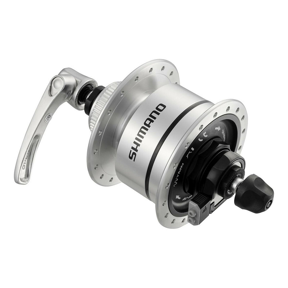 Stebulė su integruota dinama Shimano DH-3D72 // 6V - 3W // 32H, diskiniams CL, greitveržlė