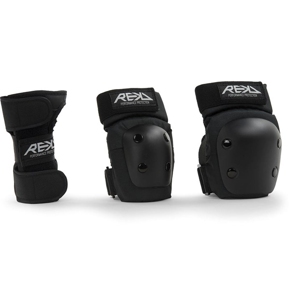 Apsaugos keliams, alkūnėms ir delnams REKD JUNIOR HEAVY DUTY Tripple pad set L (juodos)