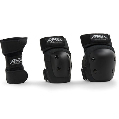 Apsaugos keliams, alkūnėms ir delnams REKD JUNIOR HEAVY DUTY Tripple pad set L (juodos)