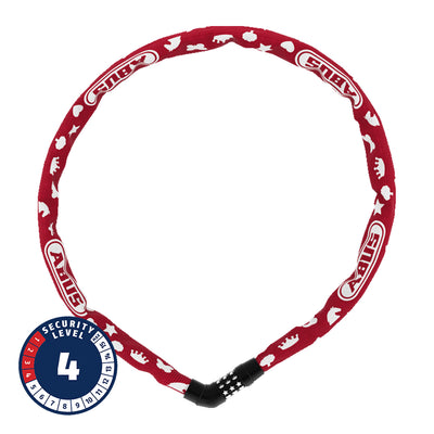 Spyna ABUS Steel-O-Chain™ 4804C/75 Red Symbols // grandinė, 75 cm (raudona)