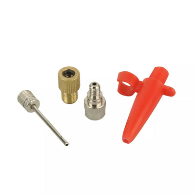 Pompos adapterių rinkinys Fischer // 4 dalių: FV-DV, DV-FV, adata kamuoliams, oro čiužiniams