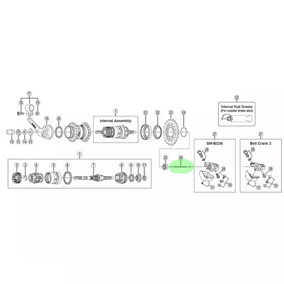 Galinės stebulės vidinių pavarų perjungimo ašelė Shimano NEXUS SG-3C41 (Coaster) Push Rod 86.85 mm, 176.8 mm ilgis