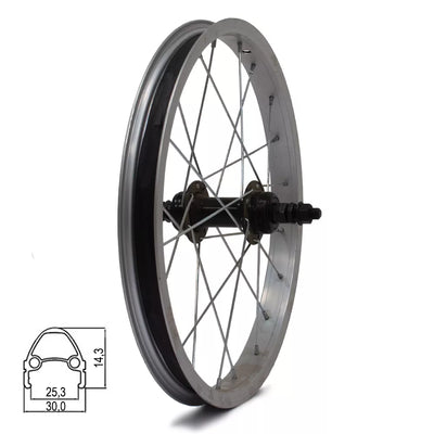 Galinis ratas 16" // 20H // V-brake, užsuk. žvaigždžių blokas, aliuminis (sidabrinis)