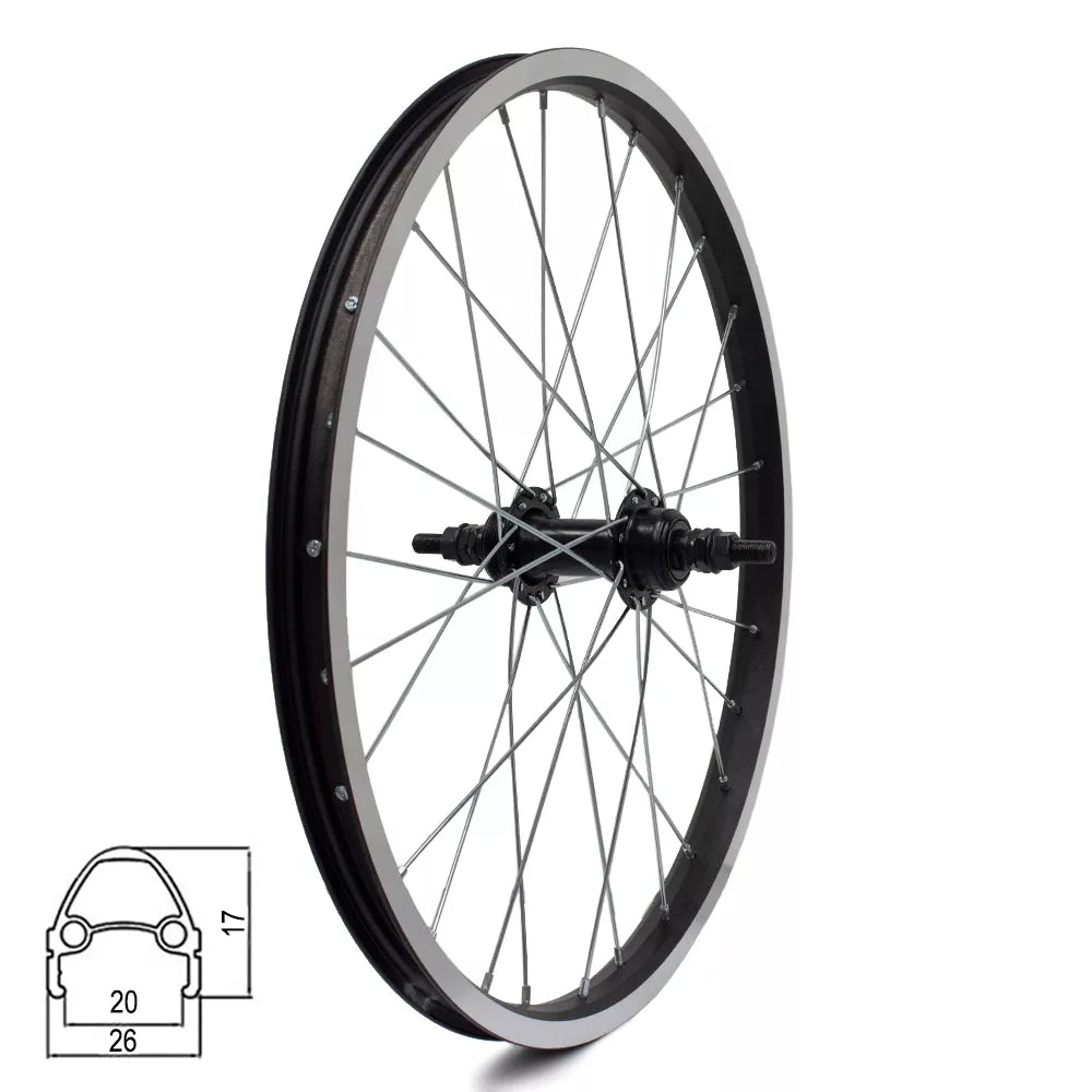 Galinis ratas 20" v-brake, 28H,  užsukamas žv. blok., veržlė