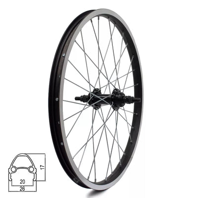 Galinis ratas 20" v-brake, 28H,  užsukamas žv. blok., veržlė