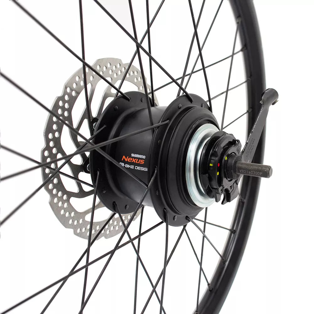 Galinis ratas 20" // su Shimano Nexus E-Bike 5pav. stebule, 32H, su st. disku, be kniedžių, dvigubas, aliuminis