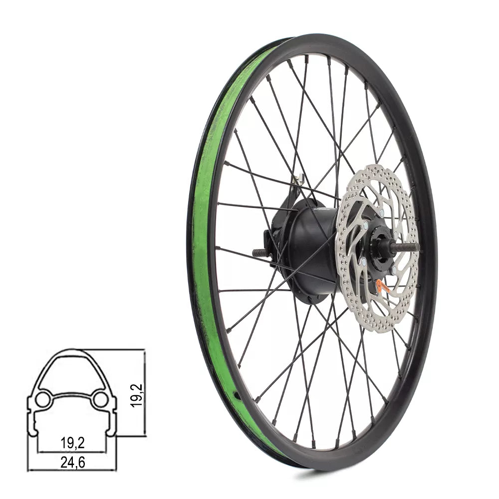 Galinis ratas 20" // su Shimano Nexus E-Bike 5pav. stebule, 32H, su st. disku, be kniedžių, dvigubas, aliuminis