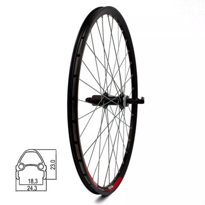 Galinis ratas 26" d-brake CL, 32H, kasetė, QR