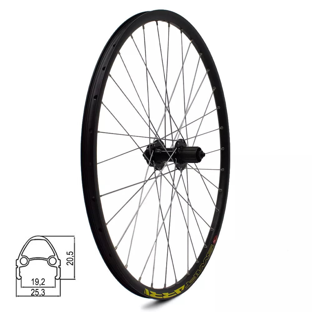 Galinis ratas 27,5" d-brake 6B, 32H, kasetė, QR