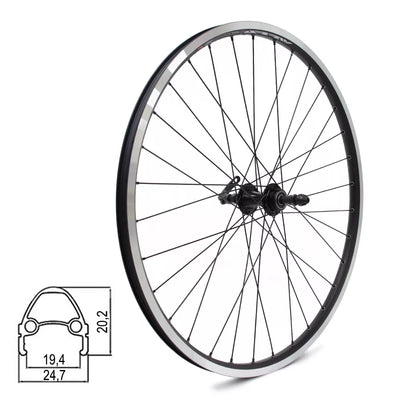 Galinis ratas J19SB 26" // V-Brake, 32H, užsukamas žvaigždžių blokas, greitveržlė / QR, aliuminis