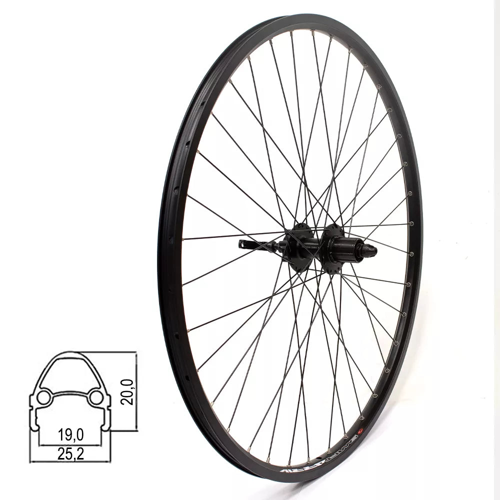 Galinis ratas J19SB 29" d-brake 6B, 36H, kasetė, QR