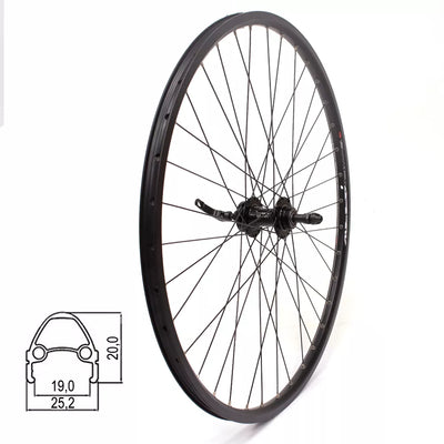 Galinis ratas J19SB 29" d-brake 6B, 36H, užsukamas žv. blok., QR