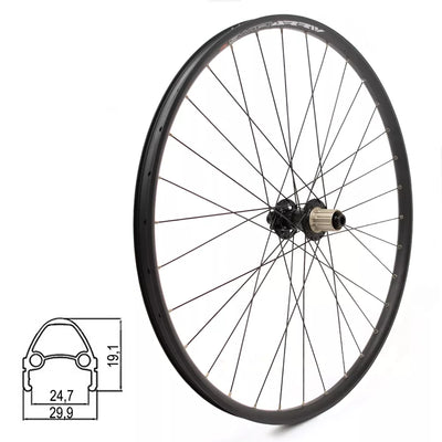 Galinis ratas J25DH 29" // diskiniams 6 varžtų, 32H, kasetė, Thru Axle, aliuminis