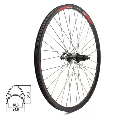 Galinis ratas SUNSTART 26" d-brake CL, 36H, kasetė, QR, aliuminis
