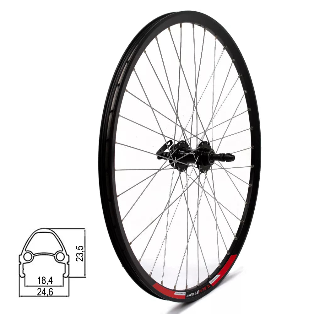 Galinis ratas Sunstart 27,5" d-brake 6B, 36H, užsukamas žv. blok., QR
