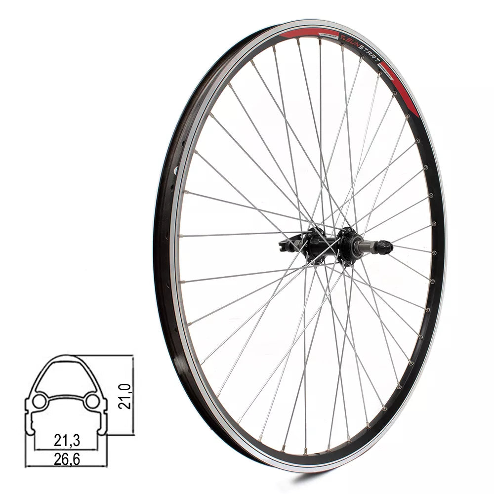 Galinis ratas SUNSTART 27,5" // V-brake, 36H, užsukamam žvaigždžių blokui, QR, aliuminis