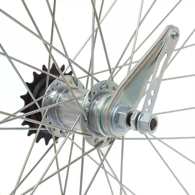 Galinis ratas Dynamic 26" // V-Brake + kojinis stabdis, 36H, 1 pav. 19T, dvigubas ratlankis, be kniedžių, veržlė, aliuminis