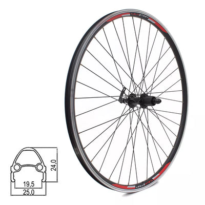 Galinis ratas Sunstart 28" // V-Brake, 36H, kasetė, greitveržlė, aliuminis