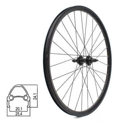 Galinis ratas ZLA-019 26" // V-Brake, 28H, užsukamam žvaigždžių blokui, veržlės, kniedytas, dvigubas, aliuminis