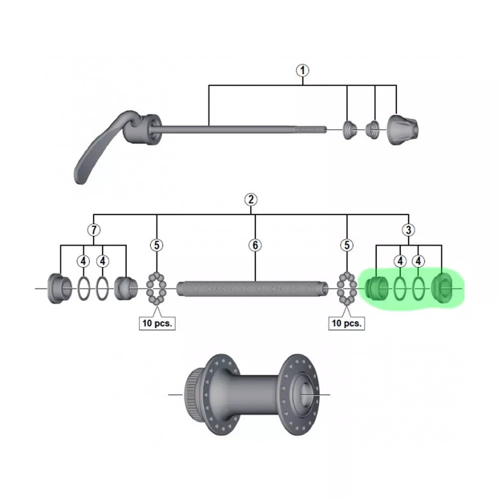 Veržlė ir konusas Shimano HB-RM66 (dešinė)