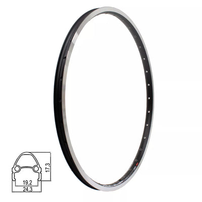 Ratlankis J19SB 24" v-brake, 32H, kniedytas, dvigubas