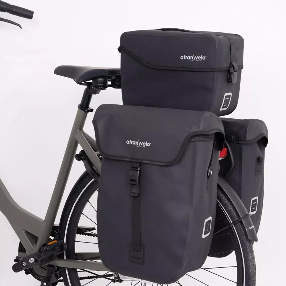 Šoninis krepšys ant bagažinės AtranVelo Commuter Side WP // 27L, 16x44x31 cm, Water-Proof (juoda)