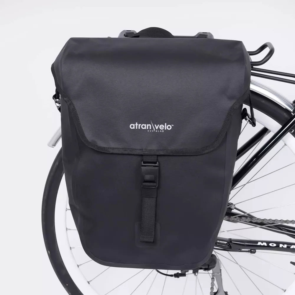 Šoninis krepšys ant bagažinės AtranVelo Commuter Side WP // 27L, 16x44x31 cm, Water-Proof (juoda)