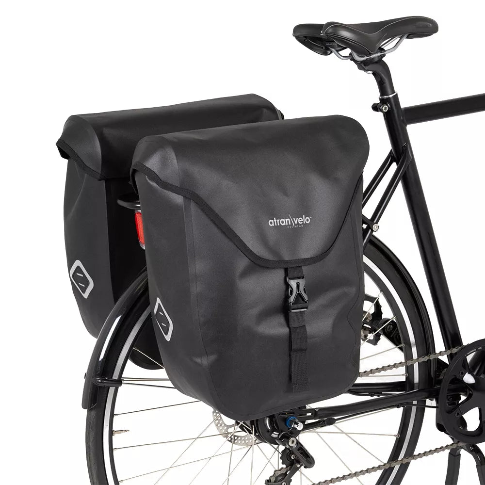 Šoniniai krepšiai ant bagažinės AtranVelo ZAP PLUS WP // 2 x 27L, 20x41x34 cm, Water-Proof (juoda)