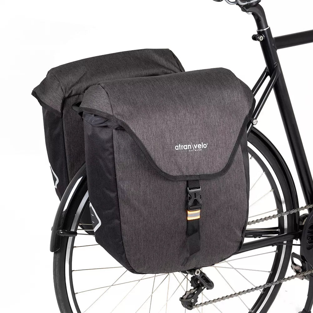 Šoniniai krepšiai ant bagažinės AtranVelo ZAP SIDE PANNIERS // 2 x 27L 17x42x36 cm, Water-Proof (pilka)